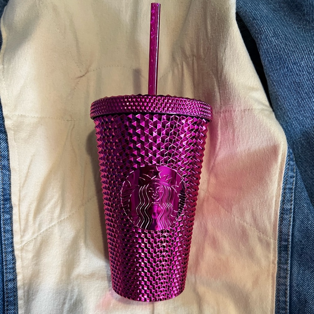 Starbucks pink chrome holiday cup